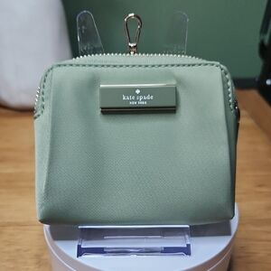 Kate Spade Sage Green Zip-around Compact Wallet EUC